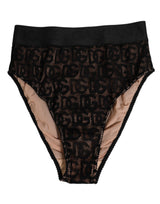 Dolce & Gabbana Black DG Logo Lace High Brief Panty Underwear