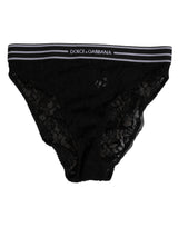 Dolce & Gabbana Black Lace Slip Brief Logo Waistband  Underwear