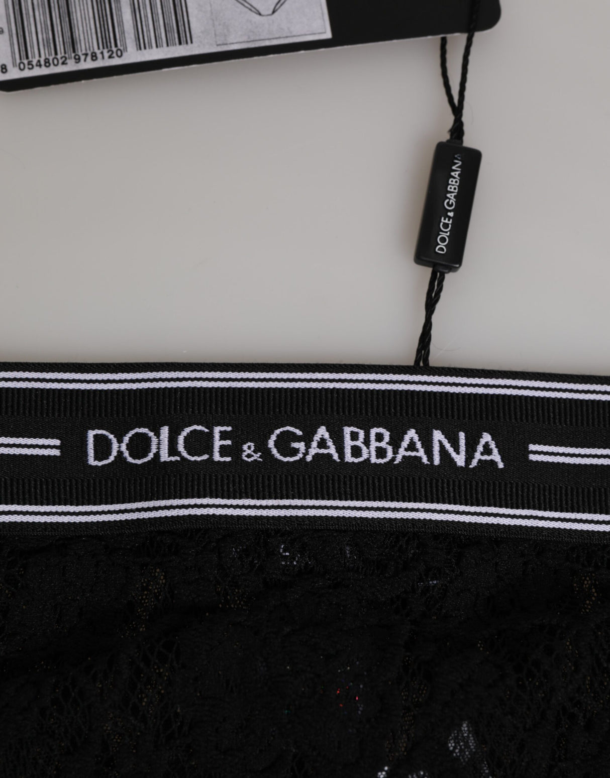 Dolce & Gabbana Black Lace Slip Brief Logo Waistband  Underwear
