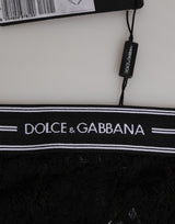 Dolce & Gabbana Black Lace Slip Brief Logo Waistband  Underwear