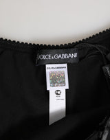 Dolce & Gabbana Black Silk Satin Floral Lace Panty Brief Underwear