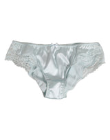 Dolce & Gabbana Gray Silk Satin Floral Lace Panty Brief Underwear