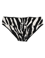 Dolce & Gabbana Black White Zebra Print Slip Briefs Underwear