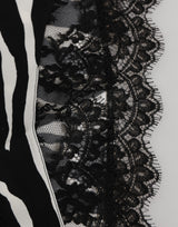 Dolce & Gabbana Black Silk Zebra Print Lace High Waist Underwear