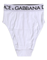 Dolce & Gabbana White Cotton Stretch High Waist Panty Underwear