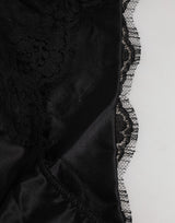 Dolce & Gabbana Black Silk Satin Floral Lace Panty Brief Underwear