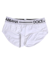 Dolce & Gabbana White Nylon Logo Waistband Shorts Underwear