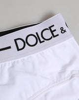 Dolce & Gabbana White Nylon Logo Waistband Shorts Underwear