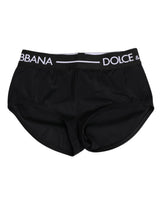 Dolce & Gabbana Black Nylon Logo Waistband Shorts Underwear