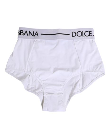 Dolce & Gabbana White Nylon Logo Waistband Coulotte Underwear