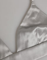 Dolce & Gabbana Gray Silk Satin Triangle Soft Cup Bra Underwear