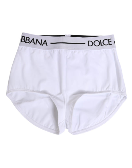 Dolce & Gabbana White Nylon Logo Waistband Shorts Underwear