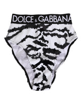 Dolce & Gabbana Black White Sequin High Waist Panty Underwear
