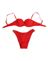 Dolce & Gabbana Red Nylon Swimsuit 2 Piece Top Bottom Swimwear