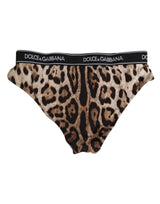 Dolce & Gabbana Brown Leopard Nylon High Waist Panty Underwear