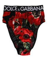 Dolce & Gabbana Black Floral Print High Waist Panty Underwear