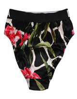 Dolce & Gabbana Black Floral Print High Waist Panty Underwear
