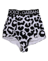 Dolce & Gabbana White Leopard Nylon High Waist Girdle Underwear
