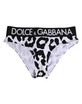 Dolce & Gabbana White Leopard Nylon High Waist Panty Underwear
