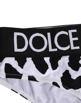 Dolce & Gabbana White Leopard Nylon High Waist Panty Underwear