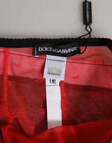 Dolce & Gabbana Black Red Nylon High Waist Girdle Underwear