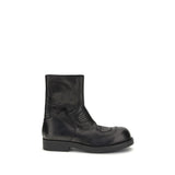 MM6 Black Leather Ankle Boots