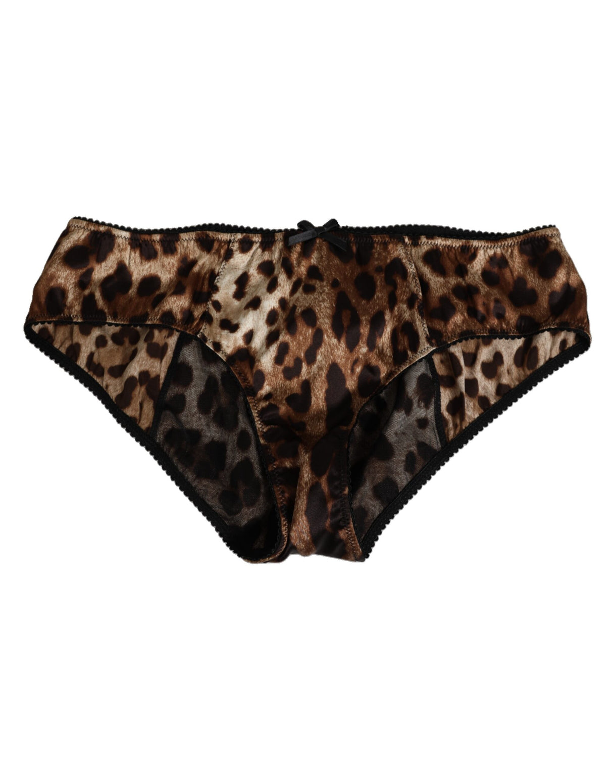 Dolce & Gabbana Brown Leopard Silk Mid Waist Panty Underwear