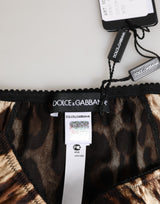 Dolce & Gabbana Brown Leopard Silk Mid Waist Panty Underwear