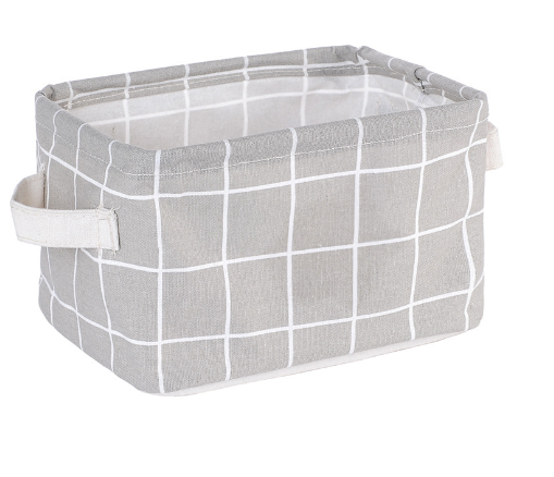 Desktop Makeup Organizer Storage Box with Linen Basket