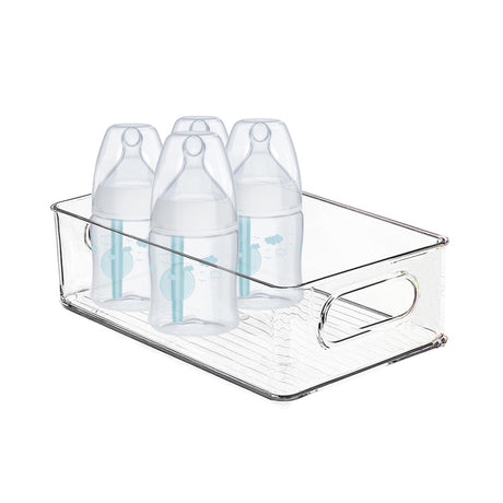 Baby Bottle Organizer Plastic Storage Center for Baby Bottles and Food Jars Portable Nursery Storage Plastic Baby Organizer Convenient Storage Center for Kitchen Cabinet Refrigerator & Countertop