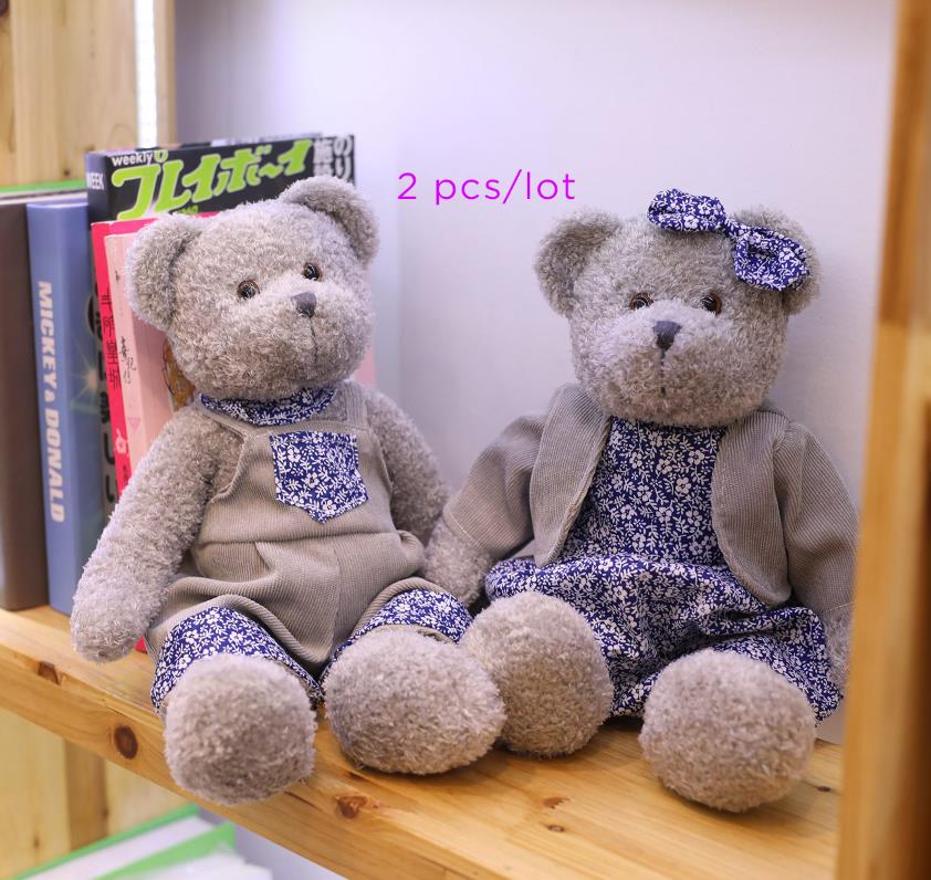 Gray Corduroy Couple Bear Home Decor and Gift Item