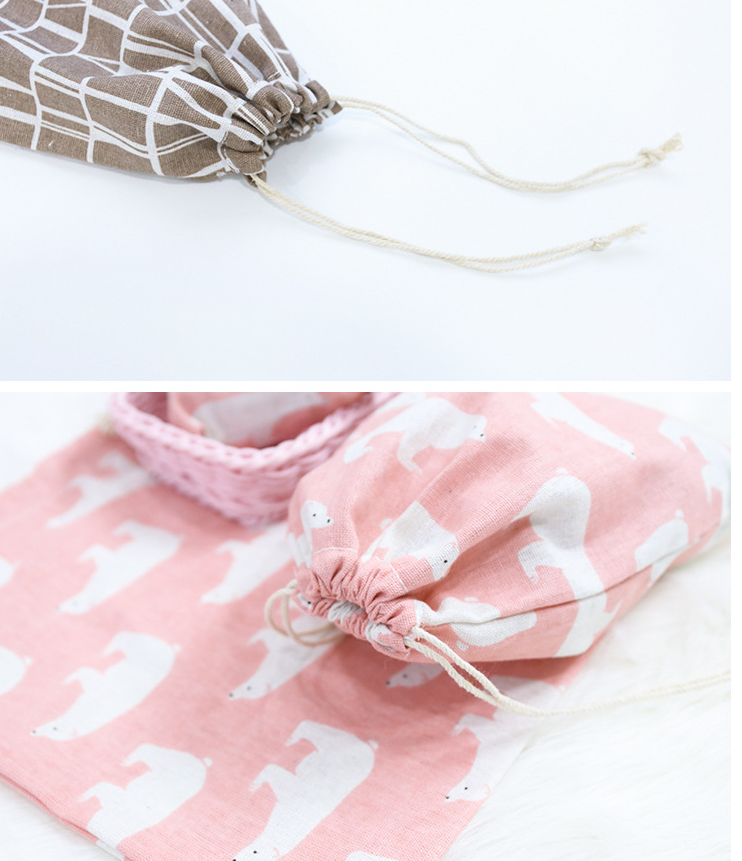 Cotton Linen Drawstring Storage Bag for Students