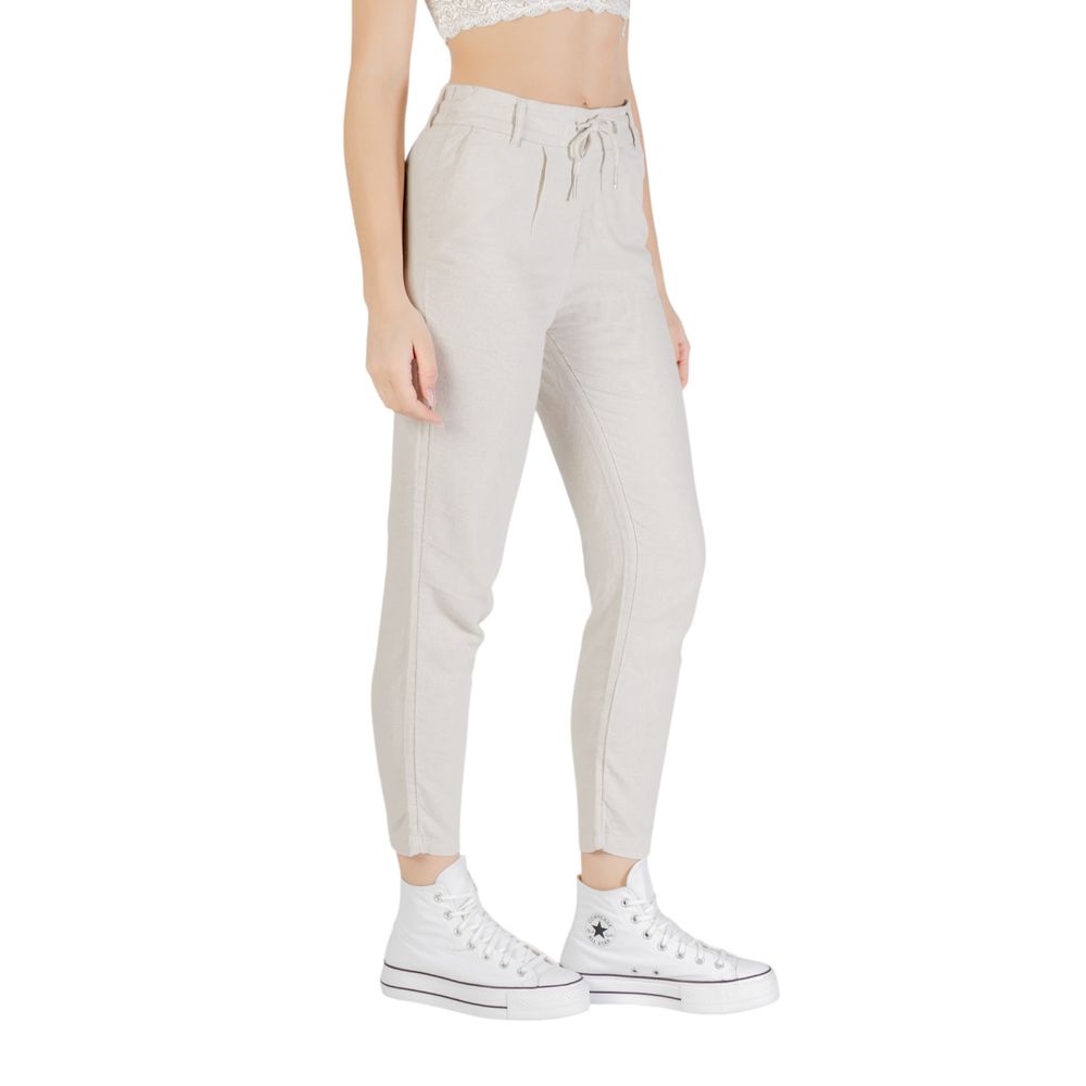 Only Beige Linen Casual Pants