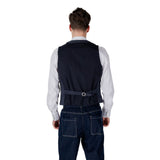 Gianni Lupo Blue Cotton Waistcoat