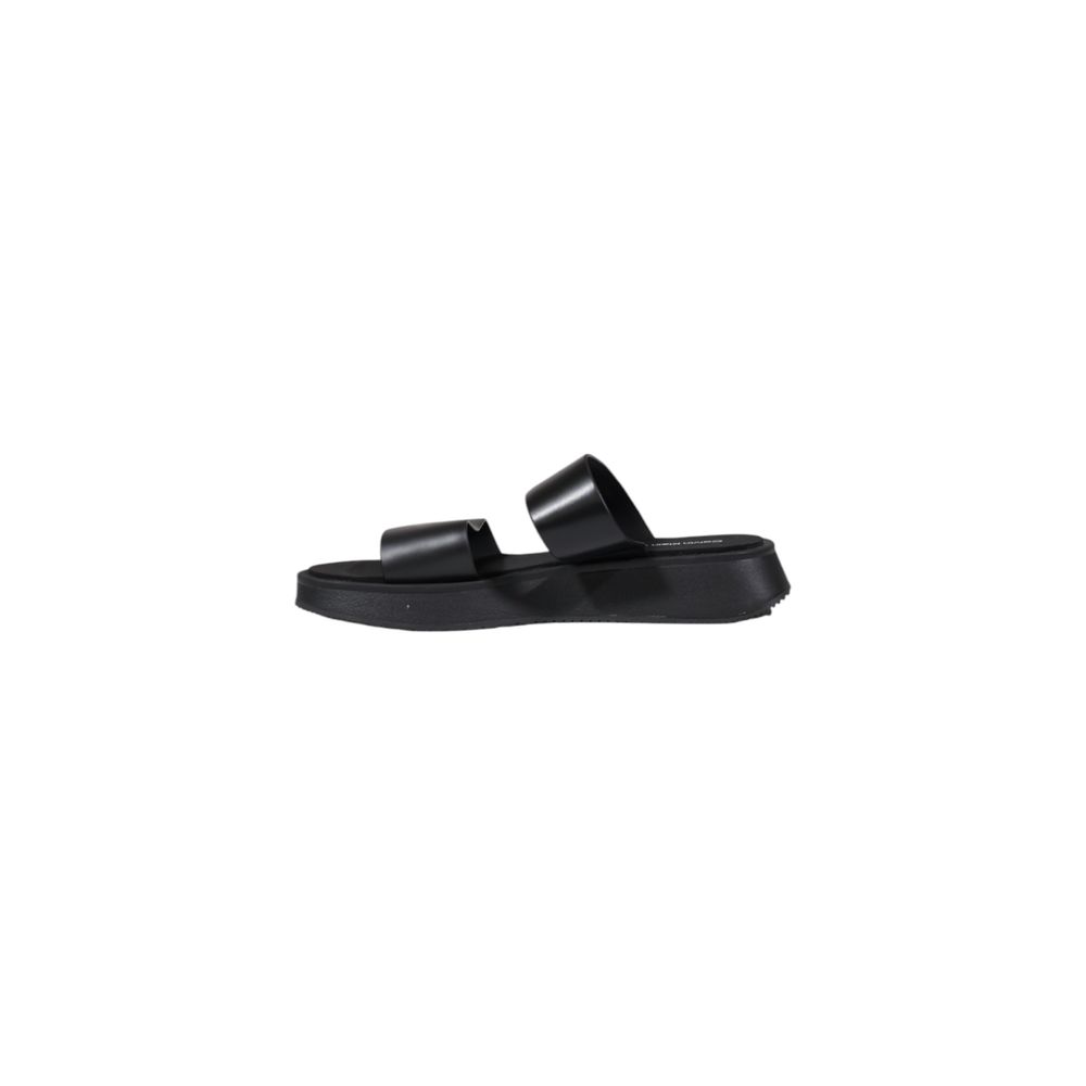 Calvin Klein Jeans Black Leather Flat Sandals
