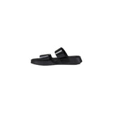 Calvin Klein Jeans Black Leather Flat Sandals