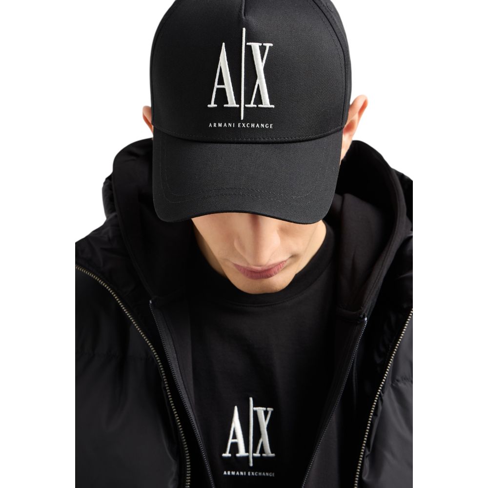 Armani Exchange Black Cotton Cap (Baseball Hat)