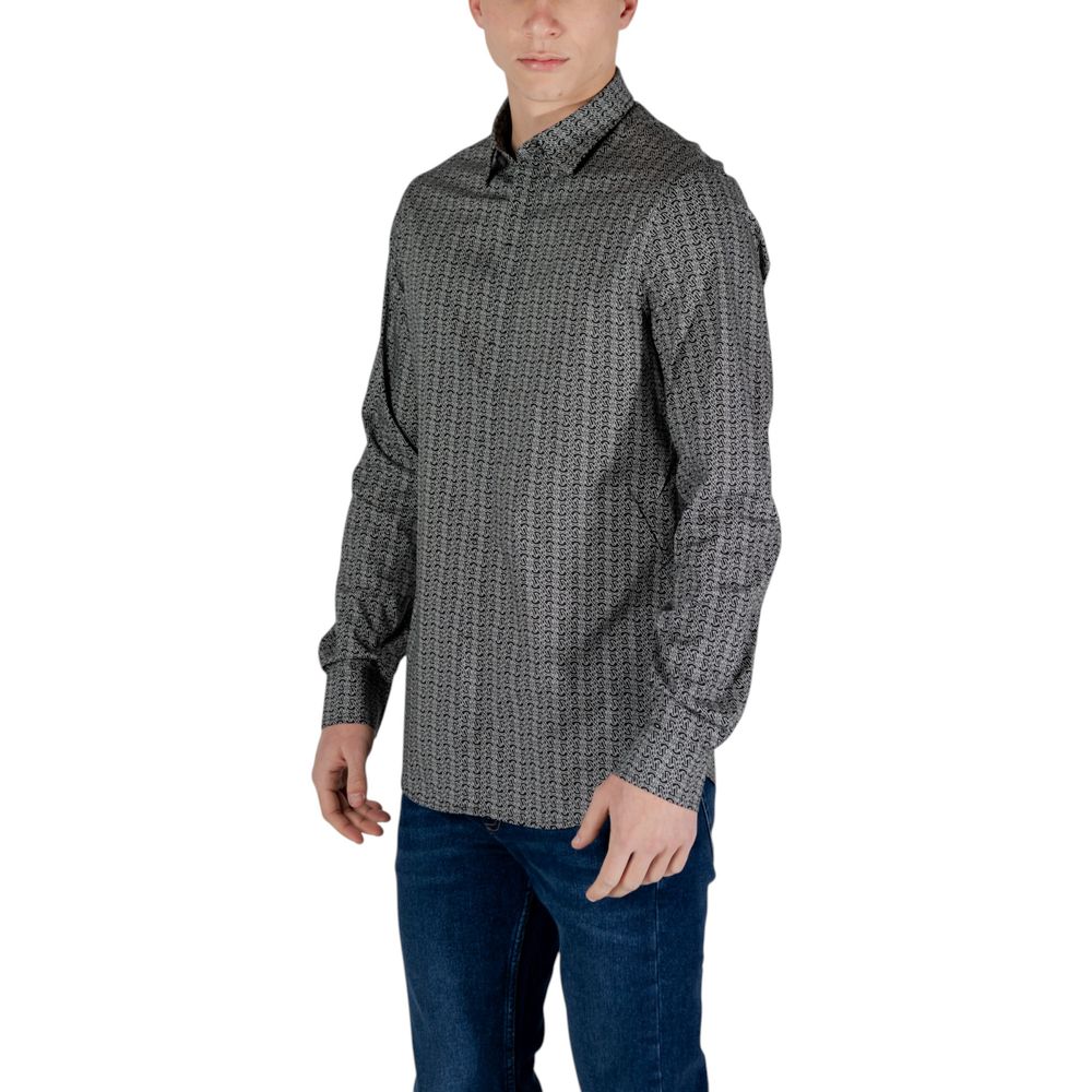 Armani Exchange Black Cotton Pattern Shirt