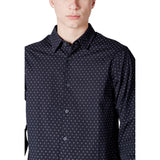 Armani Exchange Blue Cotton Pattern Shirt