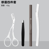 Stainless Steel Eyebrow Tweezers and Dual-Head Brush Set