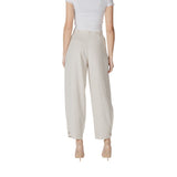 Vila Clothes Cream Viscose Casual Pants