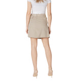 Vila Clothes Beige Cotton Mini Skirt