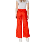 Only Red Cotton Casual Pants