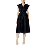 Vila Clothes Black Cotton Midi Dress