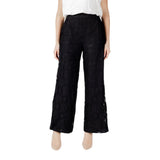 Vila Clothes Black Cotton Casual Pants