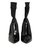 Dolce & Gabbana Black Stretch Stilettos Booties Socks Shoes