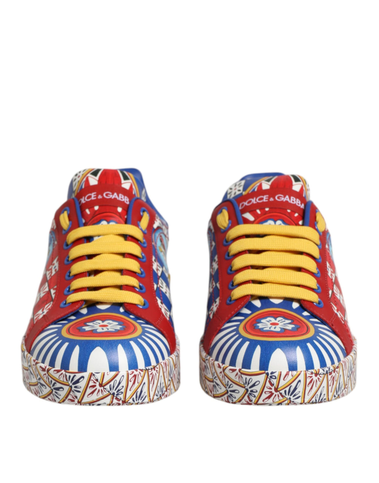 Dolce & Gabbana Portofino Carretto Printed Leather Sneakers Shoes