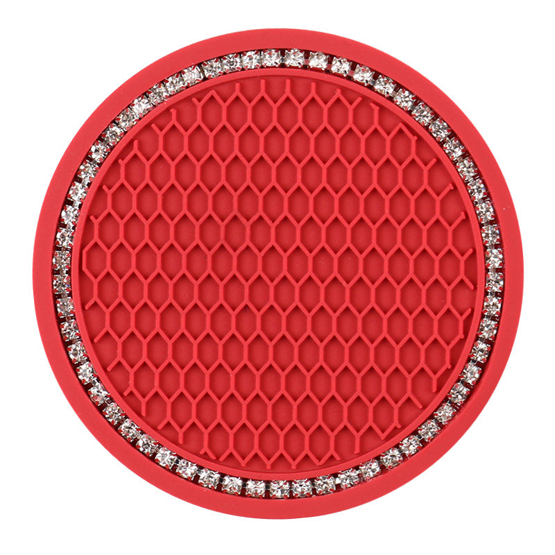 Creative Honeycomb Car Cup Holder Mat with Rhinestones