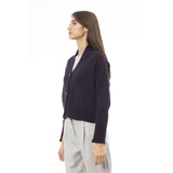 Alpha Studio Purple Merino Wool Women Cardigan