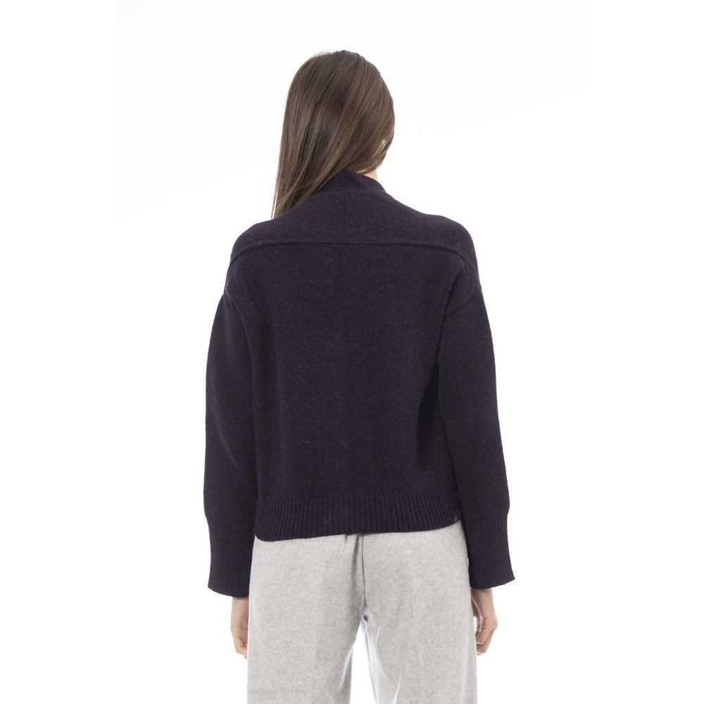 Alpha Studio Purple Merino Wool Women Cardigan